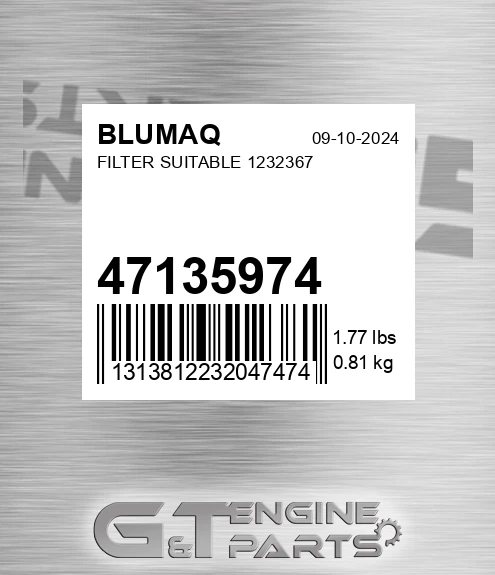 47135974 Filter Suitable 1232367 for BLUMAQ