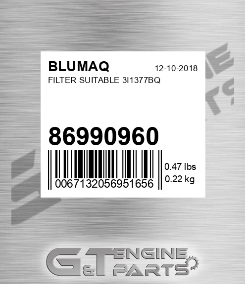 86990960 Filter Suitable 3i1377bq