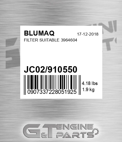 JC02/910550 Filter Suitable 3964604 for BLUMAQ