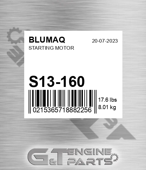 S13-160+ Starting Motor for BLUMAQ
