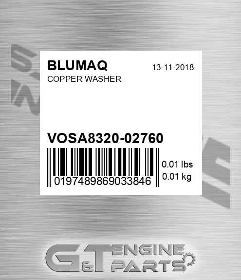 VOSA8320-02760 Copper Washer for BLUMAQ
