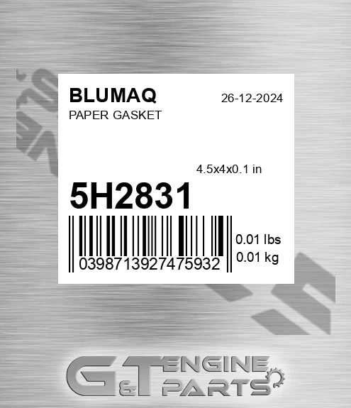 5H-2831 Paper Gasket for BLUMAQ
