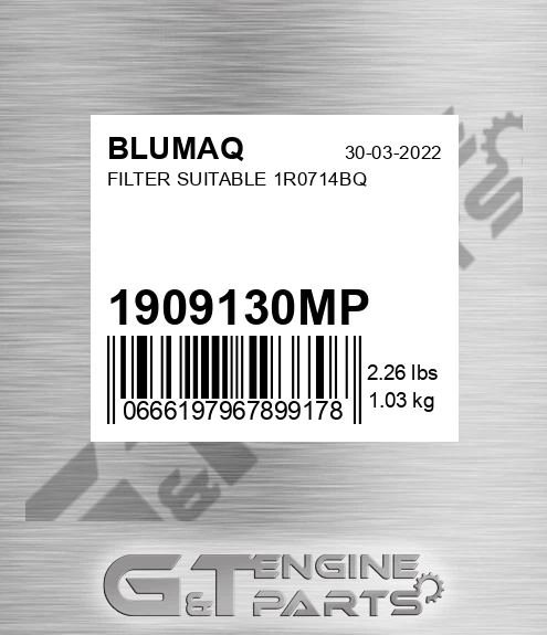 1909130MP BLUMAQ Filter Suitable 1r0714bq