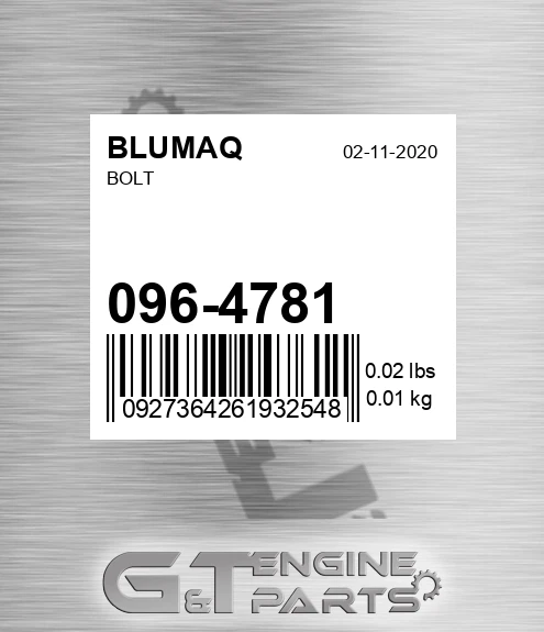 096-4781 Bolt for BLUMAQ