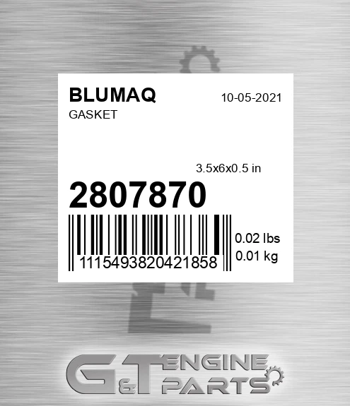 280-7870 Gasket for BLUMAQ