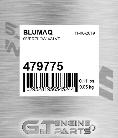 479775 Overflow Valve for BLUMAQ