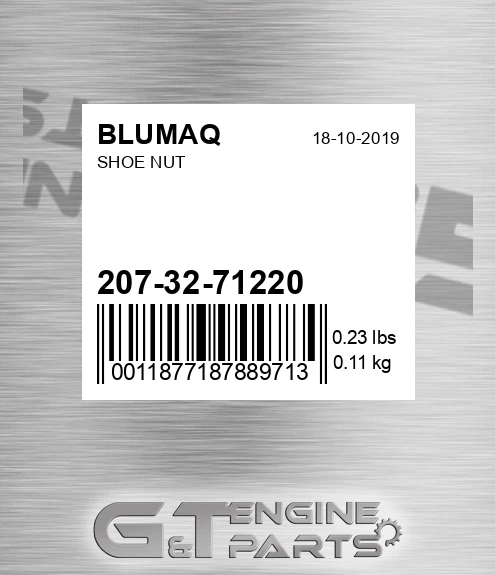 207-32-71220 Shoe Nut for BLUMAQ