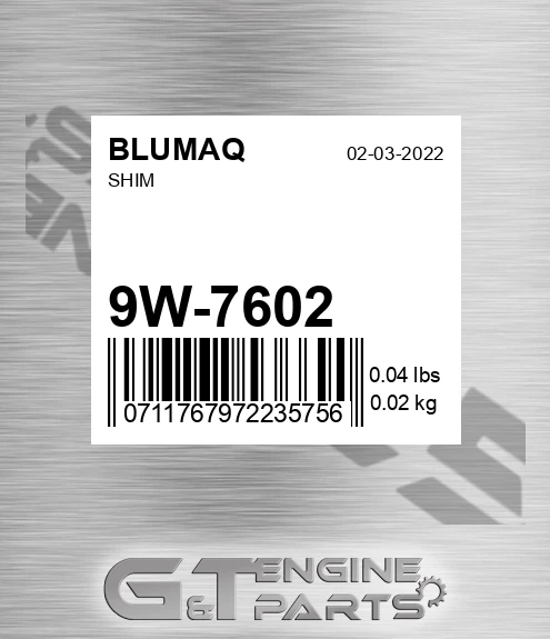 9W-7602 Shim for BLUMAQ