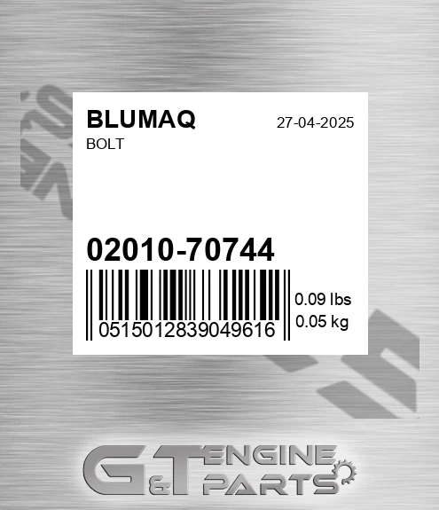 02010-70744 Bolt for BLUMAQ