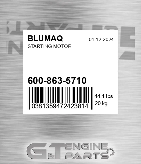 600-863-5710 Starting Motor