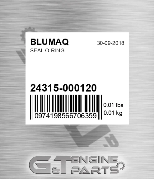 24315-000120 Seal O-ring for BLUMAQ