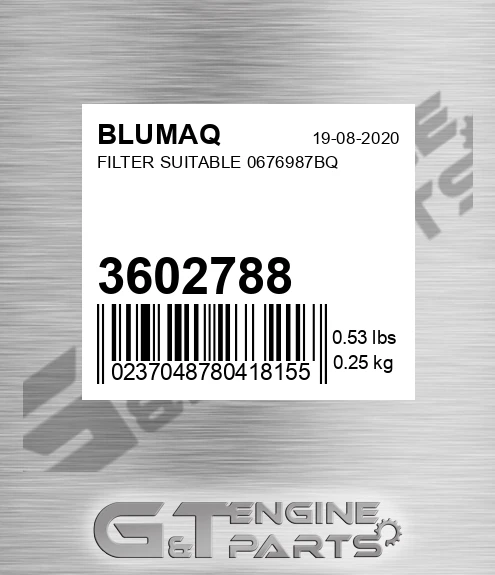 3602788 BLUMAQ Filter Suitable 0676987bq