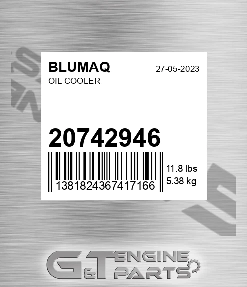 20742946 Oil Cooler for BLUMAQ