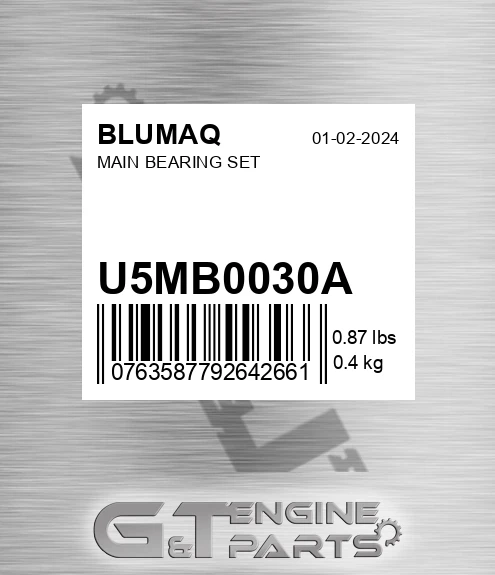 U5MB0030A Main Bearing Set