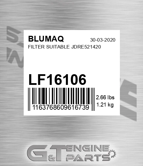 LF16106 Filter Suitable Jdre521420