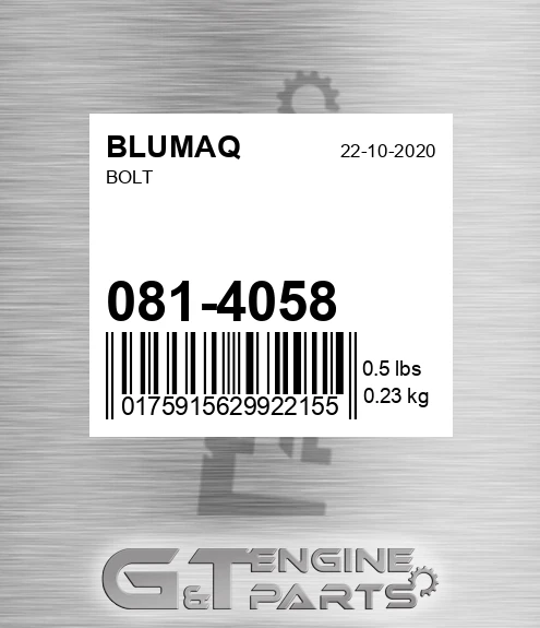 081-4058 Bolt for BLUMAQ