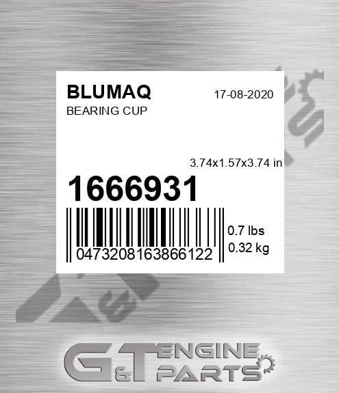 166-6931 BLUMAQ Bearing Cup