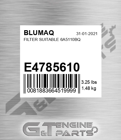 E4785610 Filter Suitable 6a5110bq