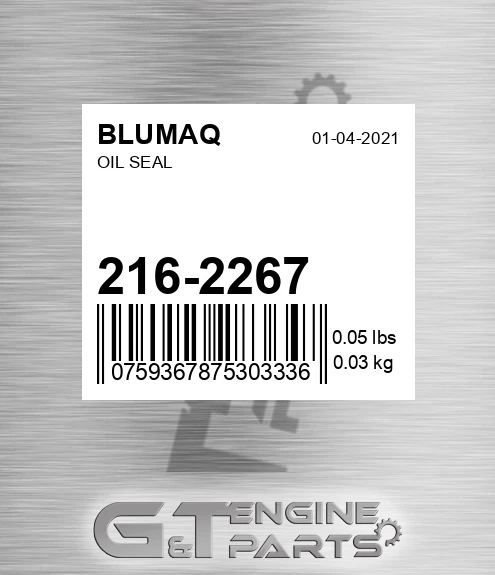 216-2267 Oil Seal for BLUMAQ