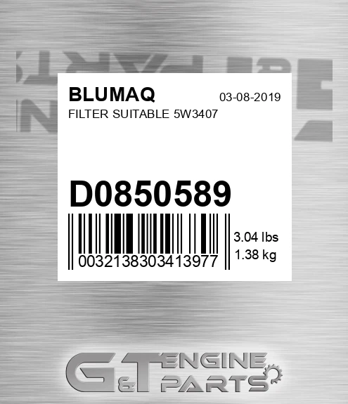 D0850589 BLUMAQ Filter Suitable 5w3407