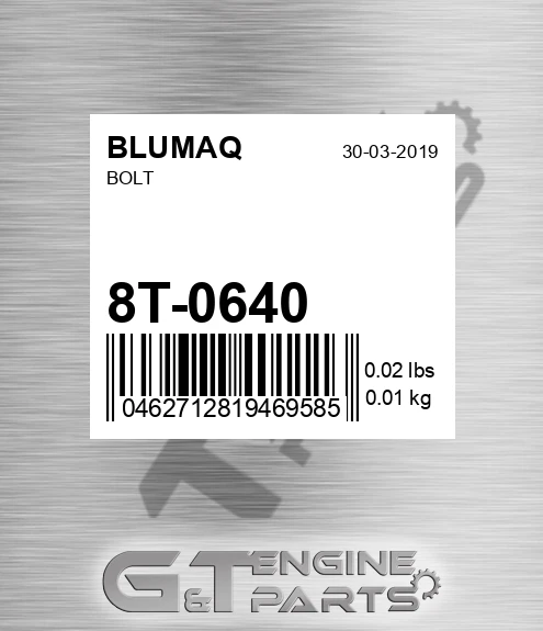 8T-0640 Bolt for BLUMAQ