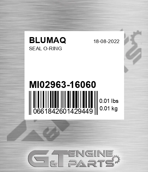 MI02963-16060 Seal O-ring for BLUMAQ