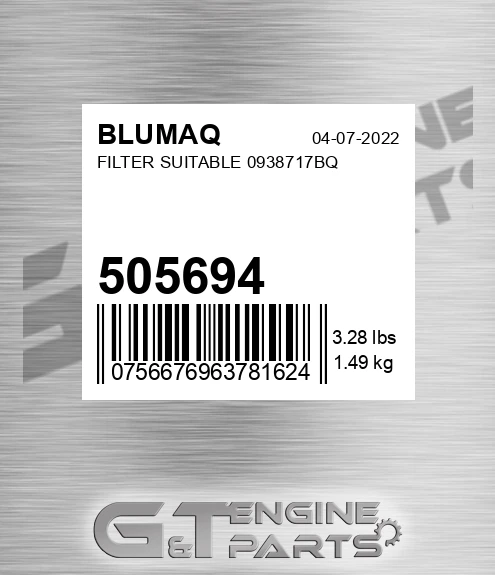 505694 BLUMAQ Filter Suitable 0938717bq