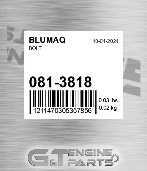 081-3818 Bolt for BLUMAQ