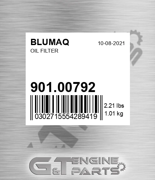 901.00792 Oil Filter for BLUMAQ