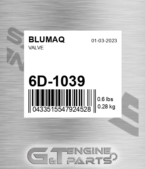 6D-1039 Valve for BLUMAQ