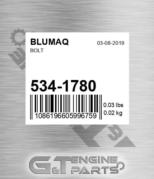 534-1780 Bolt for BLUMAQ