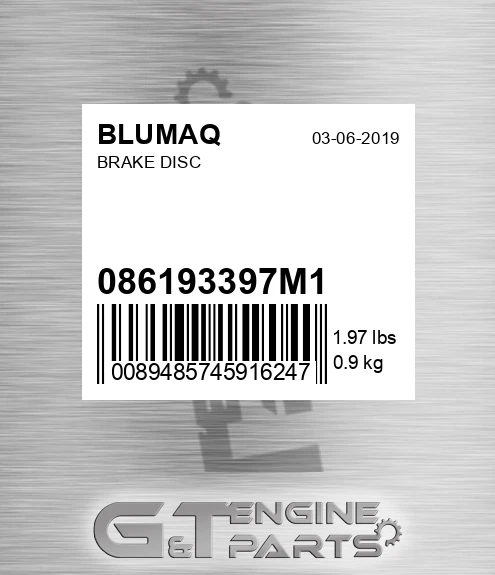086193397M1 Brake Disc for BLUMAQ