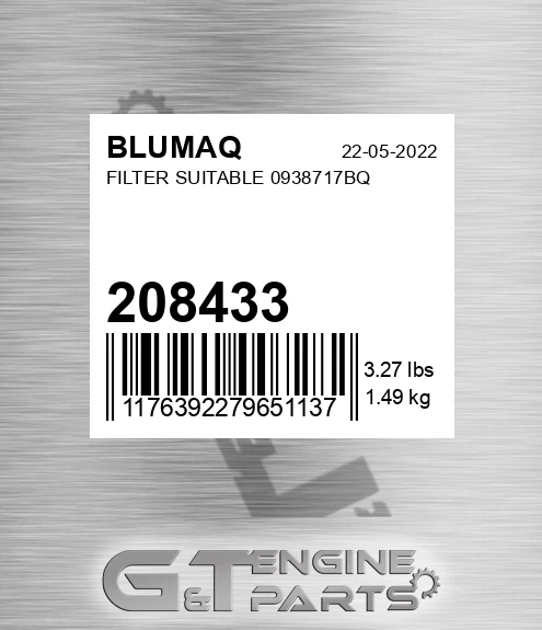208433 Filter Suitable 0938717bq