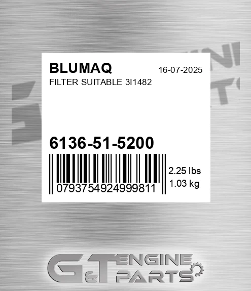 6136-51-5200 Filter Suitable 3i1482 for BLUMAQ