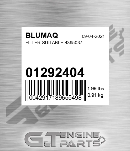 01292404 Filter Suitable 4395037 for BLUMAQ