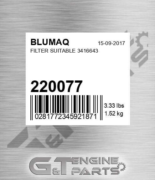 220077 Filter Suitable 3416643