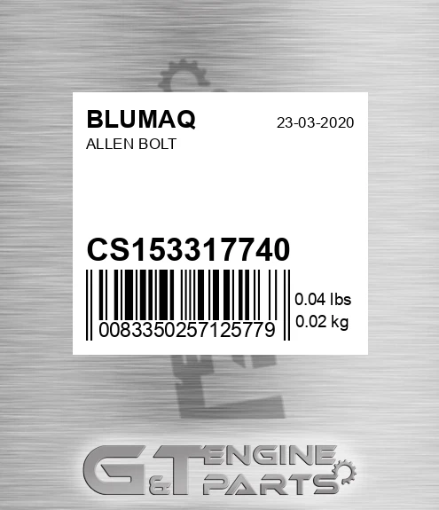CS153317740 Allen Bolt