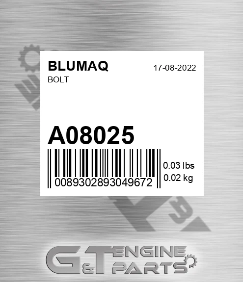 A08025 Bolt