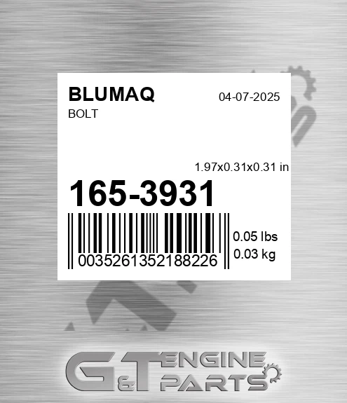 165-3931 Bolt for BLUMAQ