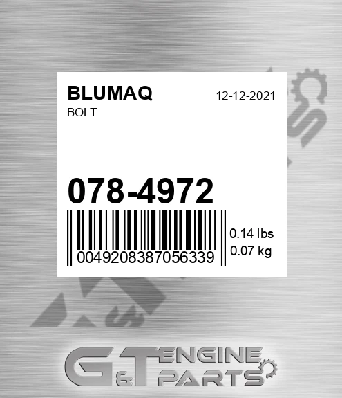 078-4972 Bolt for BLUMAQ