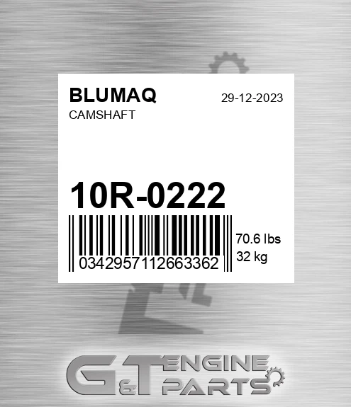 10R-0222 Camshaft Assy. for BLUMAQ