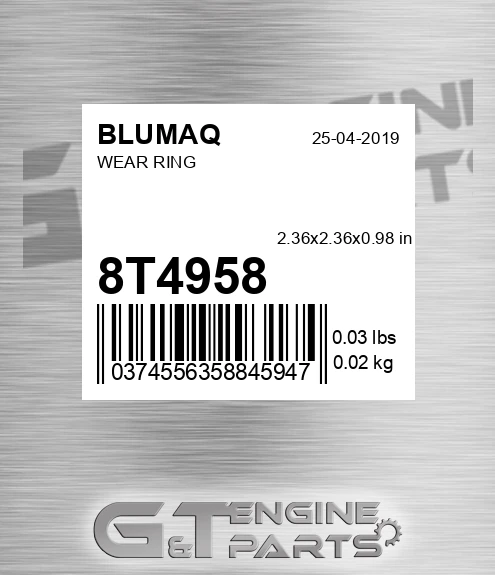 8T-4958 Wear Ring for BLUMAQ