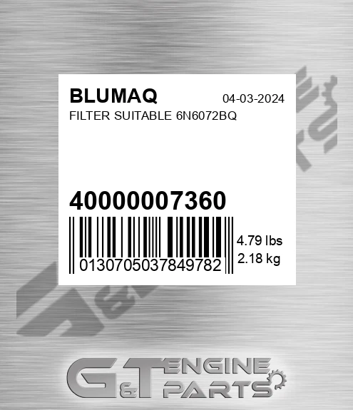 40000007360 Filter Suitable 6n6072bq for BLUMAQ