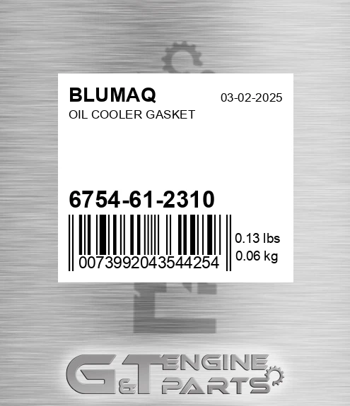 6754-61-2310 Oil Cooler Gasket for BLUMAQ