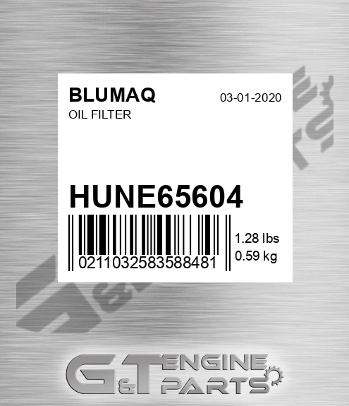 HUNE65604 Oil Filter for BLUMAQ
