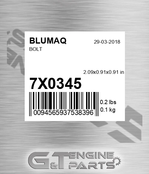 7X-0345 Bolt for BLUMAQ