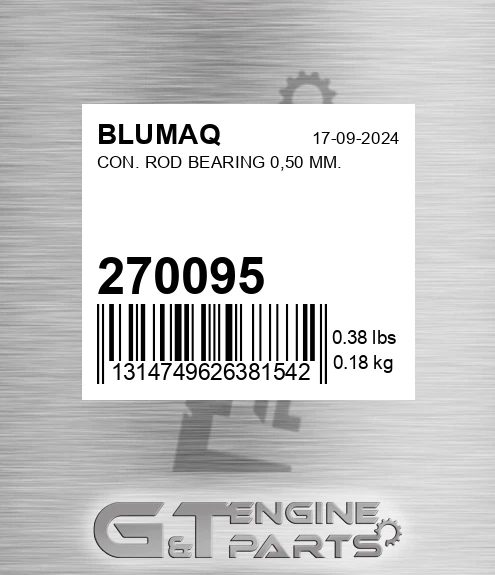 270095 Con. Rod Bearing 0,50 Mm. for BLUMAQ