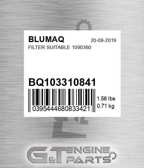 BQ103310841 Filter Suitable 1090360 for BLUMAQ