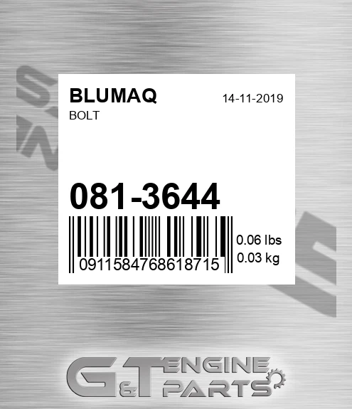 081-3644 Bolt for BLUMAQ