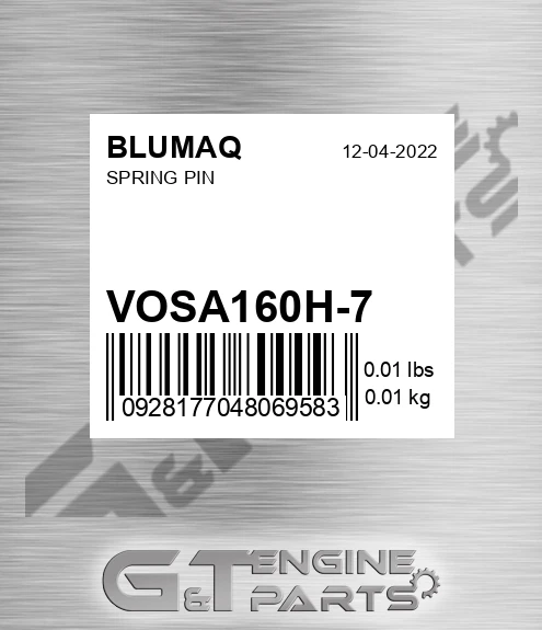 VOSA160H-7 Spring Pin for BLUMAQ